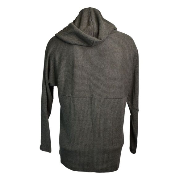 First Love Lightweight Ribbed Hooded Sweater Gray Womens Medium - Picture 2 of 5